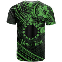 Kia Orana Cook Islands T Shirt Circle Stars With Floral Green Pattern LT01