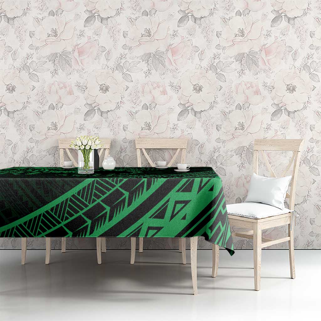 Kia Orana Cook Islands Tablecloth Circle Stars With Floral Green Pattern LT01 - Polynesian Pride