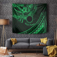 Kia Orana Cook Islands Tapestry Circle Stars With Floral Green Pattern LT01 Green - Polynesian Pride