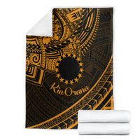 Kia Orana Cook Islands Blanket Circle Stars With Floral Gold Pattern LT01 - Polynesian Pride