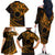 Kia Orana Cook Islands Family Matching Off Shoulder Long Sleeve Dress and Hawaiian Shirt Circle Stars With Floral Gold Pattern LT01 - Polynesian Pride