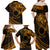 Kia Orana Cook Islands Family Matching Off Shoulder Maxi Dress and Hawaiian Shirt Circle Stars With Floral Gold Pattern LT01 - Polynesian Pride