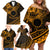 Kia Orana Cook Islands Family Matching Off Shoulder Short Dress and Hawaiian Shirt Circle Stars With Floral Gold Pattern LT01 - Polynesian Pride