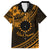 Kia Orana Cook Islands Family Matching Puletasi Dress and Hawaiian Shirt Circle Stars With Floral Gold Pattern LT01 Dad's Shirt - Short Sleeve Gold - Polynesian Pride