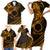 Kia Orana Cook Islands Family Matching Short Sleeve Bodycon Dress and Hawaiian Shirt Circle Stars With Floral Gold Pattern LT01 - Polynesian Pride