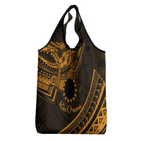 Kia Orana Cook Islands Grocery Bag Circle Stars With Floral Gold Pattern LT01 - Polynesian Pride