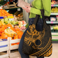 Kia Orana Cook Islands Grocery Bag Circle Stars With Floral Gold Pattern LT01 - Polynesian Pride
