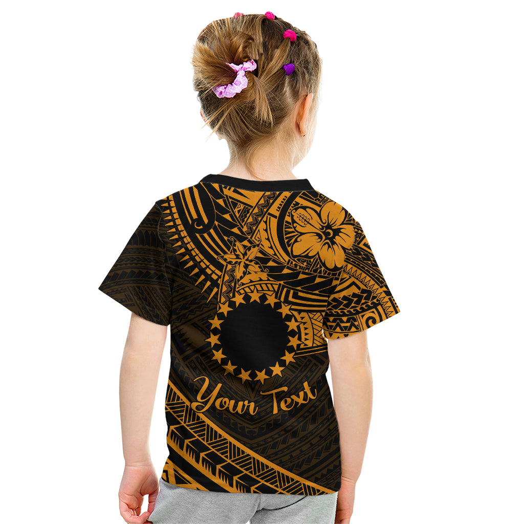 Kia Orana Cook Islands Kid T Shirt Circle Stars With Floral Gold Pattern LT01 - Polynesian Pride