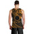 Kia Orana Cook Islands Men Tank Top Circle Stars With Floral Gold Pattern LT01 - Polynesian Pride