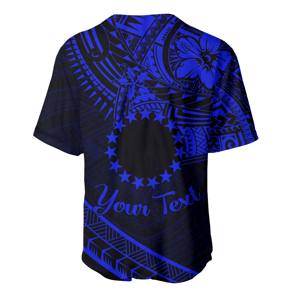 Kia Orana Cook Islands Baseball Jersey Circle Stars With Floral Navy Blue Pattern LT01 - Polynesian Pride