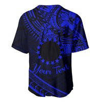 Kia Orana Cook Islands Baseball Jersey Circle Stars With Floral Navy Blue Pattern LT01 - Polynesian Pride
