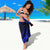 Kia Orana Cook Islands Sarong Circle Stars With Floral Navy Blue Pattern LT01 - Polynesian Pride