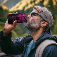 Kia Orana Cook Islands 4 in 1 Can Cooler Tumbler Circle Stars With Floral Pink Pattern