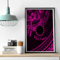 Kia Orana Cook Islands Canvas Wall Art Circle Stars With Floral Pink Pattern LT01 - Polynesian Pride