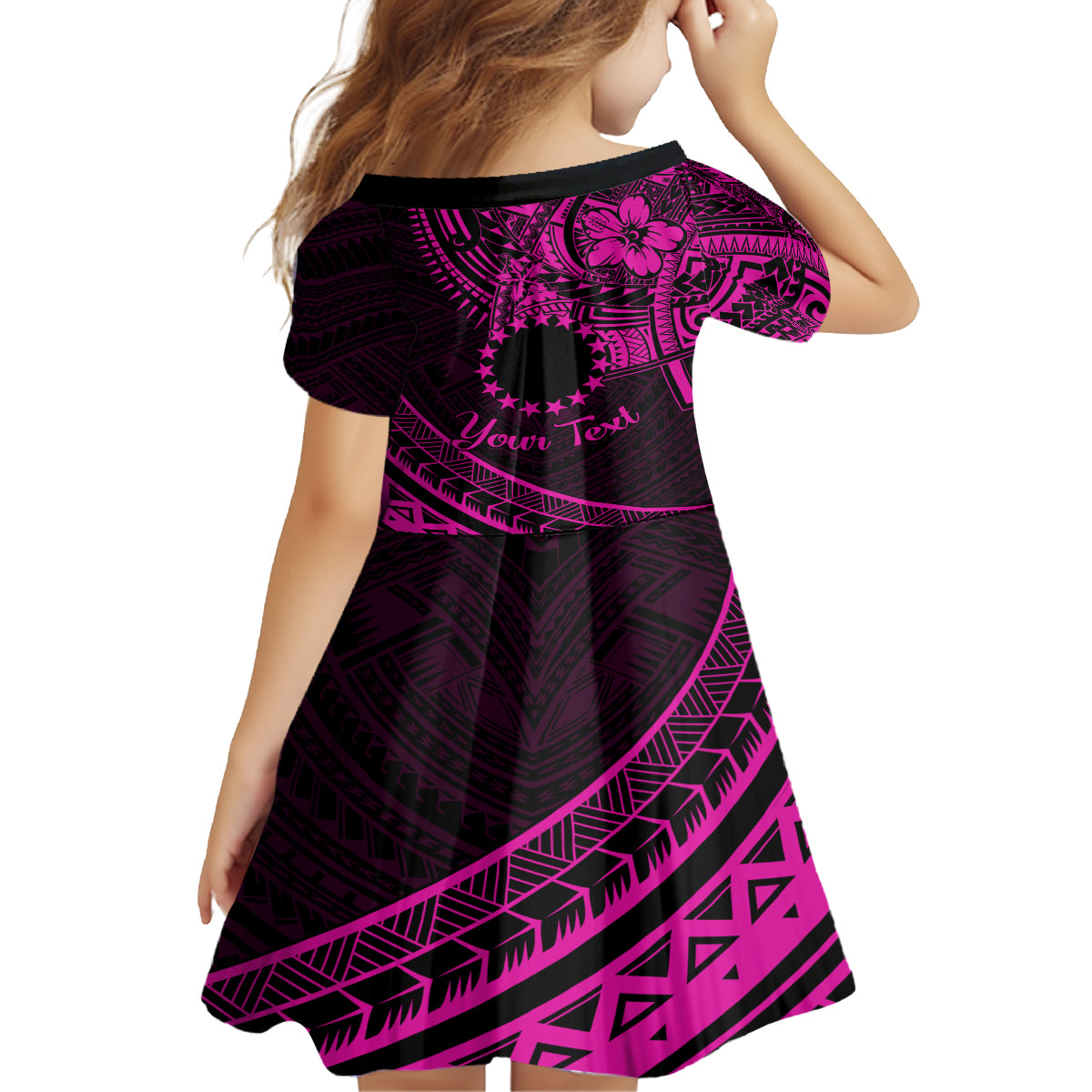 Kia Orana Cook Islands Family Matching Off Shoulder Maxi Dress and Hawaiian Shirt Circle Stars With Floral Pink Pattern LT01 - Polynesian Pride