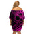 Kia Orana Cook Islands Off Shoulder Short Dress Circle Stars With Floral Pink Pattern LT01 - Polynesian Pride