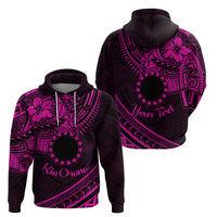 Kia Orana Cook Islands Zip Hoodie Circle Stars With Floral Pink Pattern LT01 - Polynesian Pride