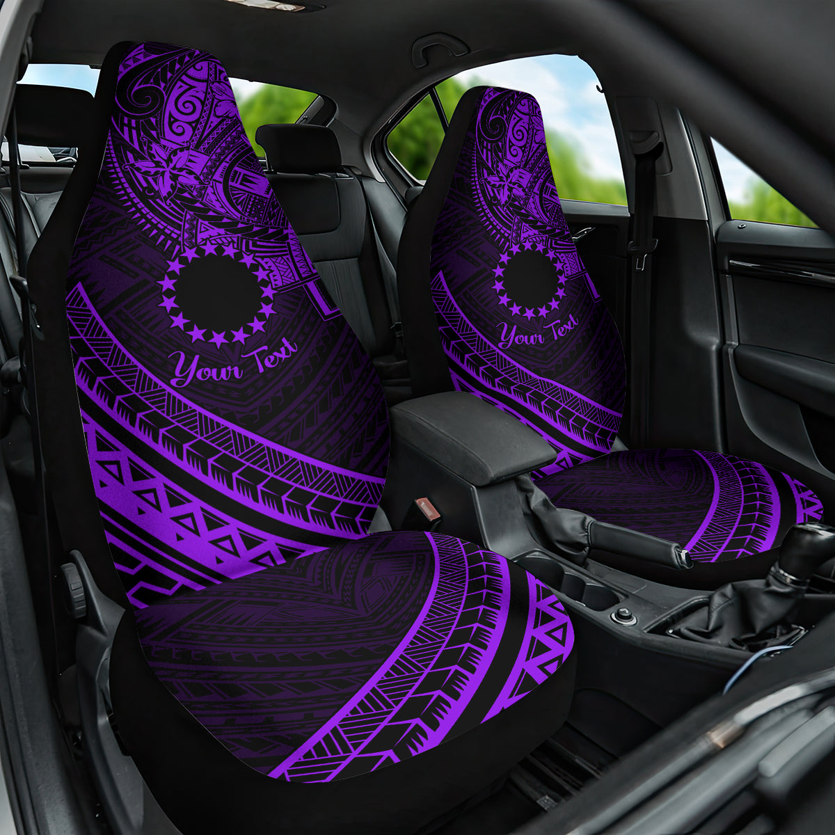 Kia Orana Cook Islands Car Seat Cover Circle Stars With Floral Purple Pattern LT01 One Size Purple - Polynesian Pride