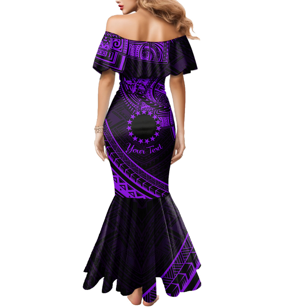 Kia Orana Cook Islands Family Matching Mermaid Dress and Hawaiian Shirt Circle Stars With Floral Purple Pattern LT01 - Polynesian Pride