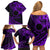 Kia Orana Cook Islands Family Matching Off Shoulder Short Dress and Hawaiian Shirt Circle Stars With Floral Purple Pattern LT01 - Polynesian Pride