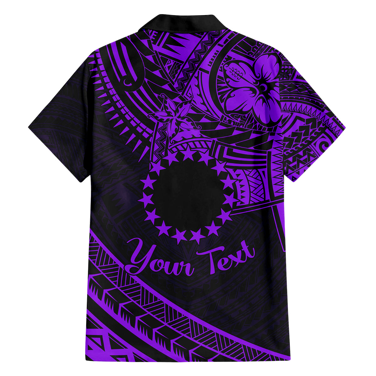 Kia Orana Cook Islands Family Matching Off Shoulder Short Dress and Hawaiian Shirt Circle Stars With Floral Purple Pattern LT01 - Polynesian Pride