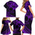 Kia Orana Cook Islands Family Matching Short Sleeve Bodycon Dress and Hawaiian Shirt Circle Stars With Floral Purple Pattern LT01 - Polynesian Pride