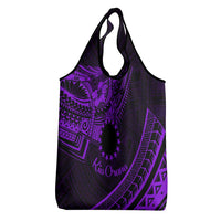 Kia Orana Cook Islands Grocery Bag Circle Stars With Floral Purple Pattern LT01 - Polynesian Pride