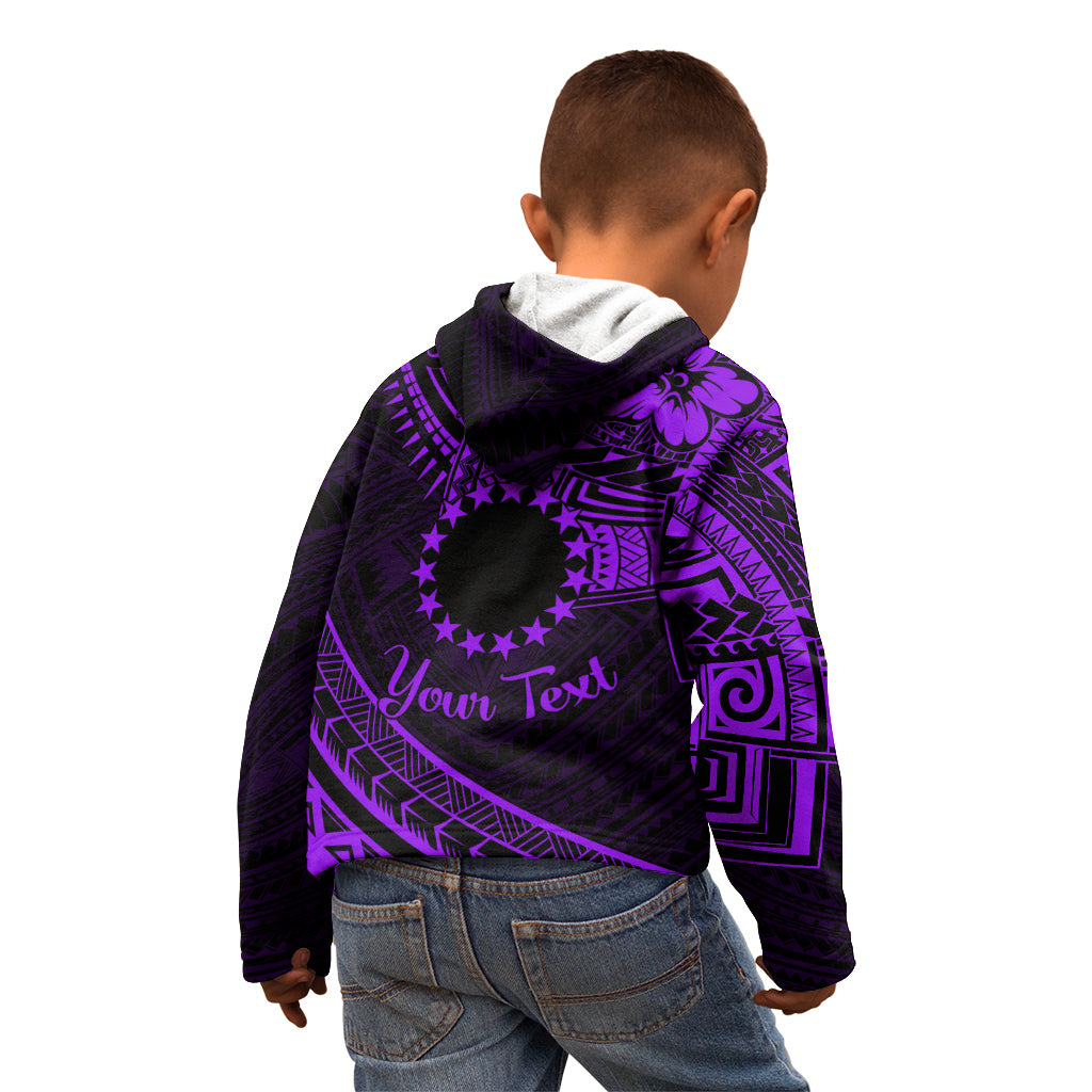 Kia Orana Cook Islands Kid Hoodie Circle Stars With Floral Purple Pattern LT01 - Polynesian Pride