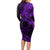 Kia Orana Cook Islands Long Sleeve Bodycon Dress Circle Stars With Floral Purple Pattern LT01 - Polynesian Pride