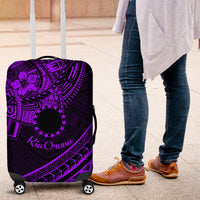 Kia Orana Cook Islands Luggage Cover Circle Stars With Floral Purple Pattern LT01 Purple - Polynesian Pride