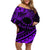 Kia Orana Cook Islands Off Shoulder Short Dress Circle Stars With Floral Purple Pattern LT01 Women Purple - Polynesian Pride