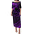 Kia Orana Cook Islands Puletasi Circle Stars With Floral Purple Pattern LT01 Long Dress Purple - Polynesian Pride