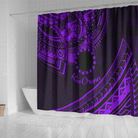 Kia Orana Cook Islands Shower Curtain Circle Stars With Floral Purple Pattern LT01 - Polynesian Pride