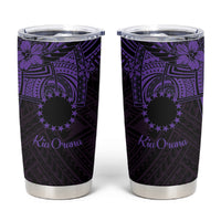 Kia Orana Cook Islands Tumbler Cup Circle Stars With Floral Purple Pattern