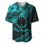 Kia Orana Cook Islands Baseball Jersey Circle Stars With Floral Turquoise Pattern LT01 Turquoise - Polynesian Pride