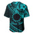 Kia Orana Cook Islands Baseball Jersey Circle Stars With Floral Turquoise Pattern LT01 - Polynesian Pride