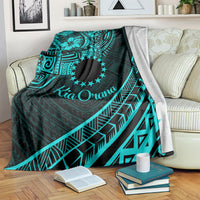 Kia Orana Cook Islands Blanket Circle Stars With Floral Turquoise Pattern LT01 - Polynesian Pride