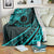 Kia Orana Cook Islands Blanket Circle Stars With Floral Turquoise Pattern LT01 - Polynesian Pride