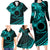 Kia Orana Cook Islands Family Matching Long Sleeve Bodycon Dress and Hawaiian Shirt Circle Stars With Floral Turquoise Pattern LT01 - Polynesian Pride