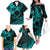 Kia Orana Cook Islands Family Matching Off Shoulder Long Sleeve Dress and Hawaiian Shirt Circle Stars With Floral Turquoise Pattern LT01 - Polynesian Pride