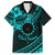 Kia Orana Cook Islands Family Matching Puletasi Dress and Hawaiian Shirt Circle Stars With Floral Turquoise Pattern LT01 Dad's Shirt - Short Sleeve Turquoise - Polynesian Pride