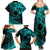 Kia Orana Cook Islands Family Matching Summer Maxi Dress and Hawaiian Shirt Circle Stars With Floral Turquoise Pattern LT01 - Polynesian Pride