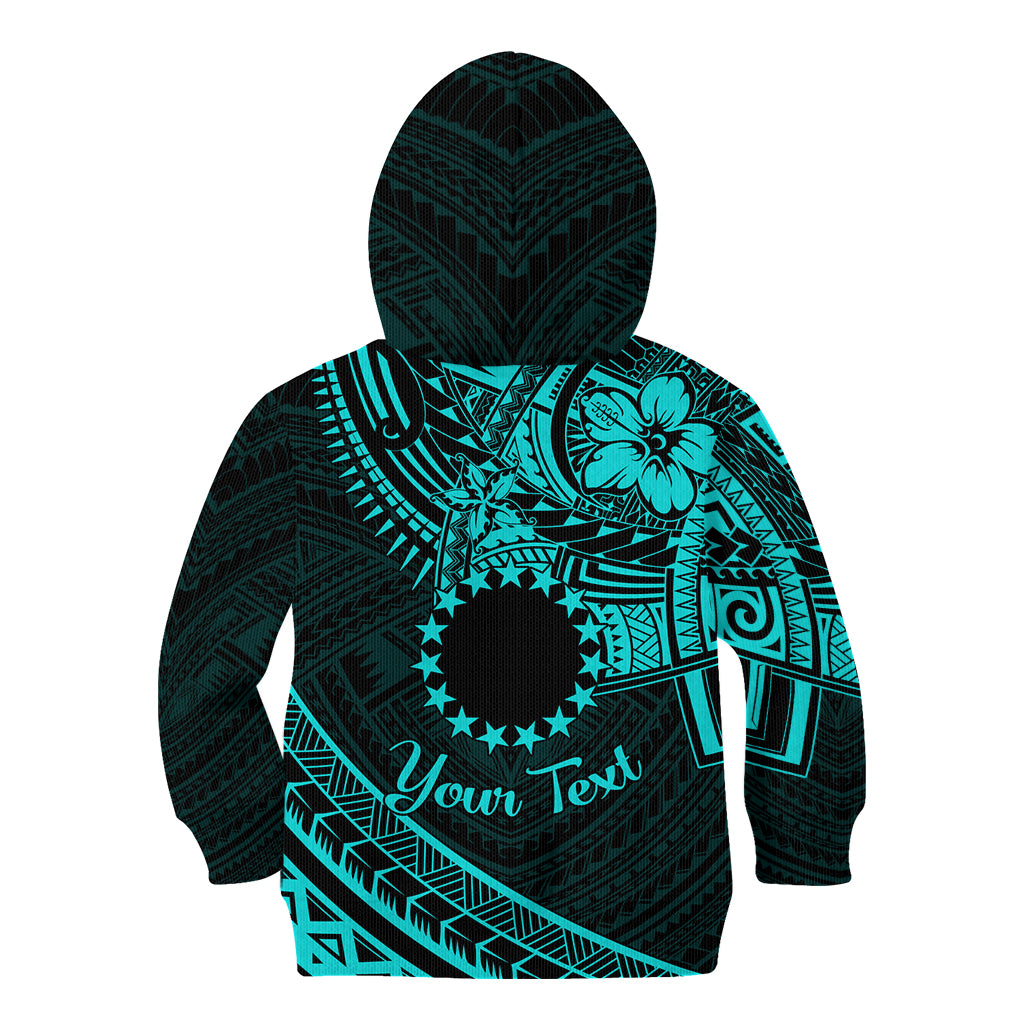 Kia Orana Cook Islands Kid Hoodie Circle Stars With Floral Turquoise Pattern LT01 - Polynesian Pride