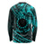 Kia Orana Cook Islands Long Sleeve Shirt Circle Stars With Floral Turquoise Pattern LT01 - Polynesian Pride