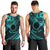 Kia Orana Cook Islands Men Tank Top Circle Stars With Floral Turquoise Pattern LT01 - Polynesian Pride