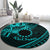 Kia Orana Cook Islands Round Carpet Circle Stars With Floral Turquoise Pattern LT01 - Polynesian Pride