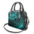 Kia Orana Cook Islands Shoulder Handbag Circle Stars With Floral Turquoise Pattern LT01 - Polynesian Pride