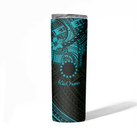 Kia Orana Cook Islands Skinny Tumbler Circle Stars With Floral Turquoise Pattern