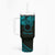 Kia Orana Cook Islands Tumbler With Handle Circle Stars With Floral Turquoise Pattern