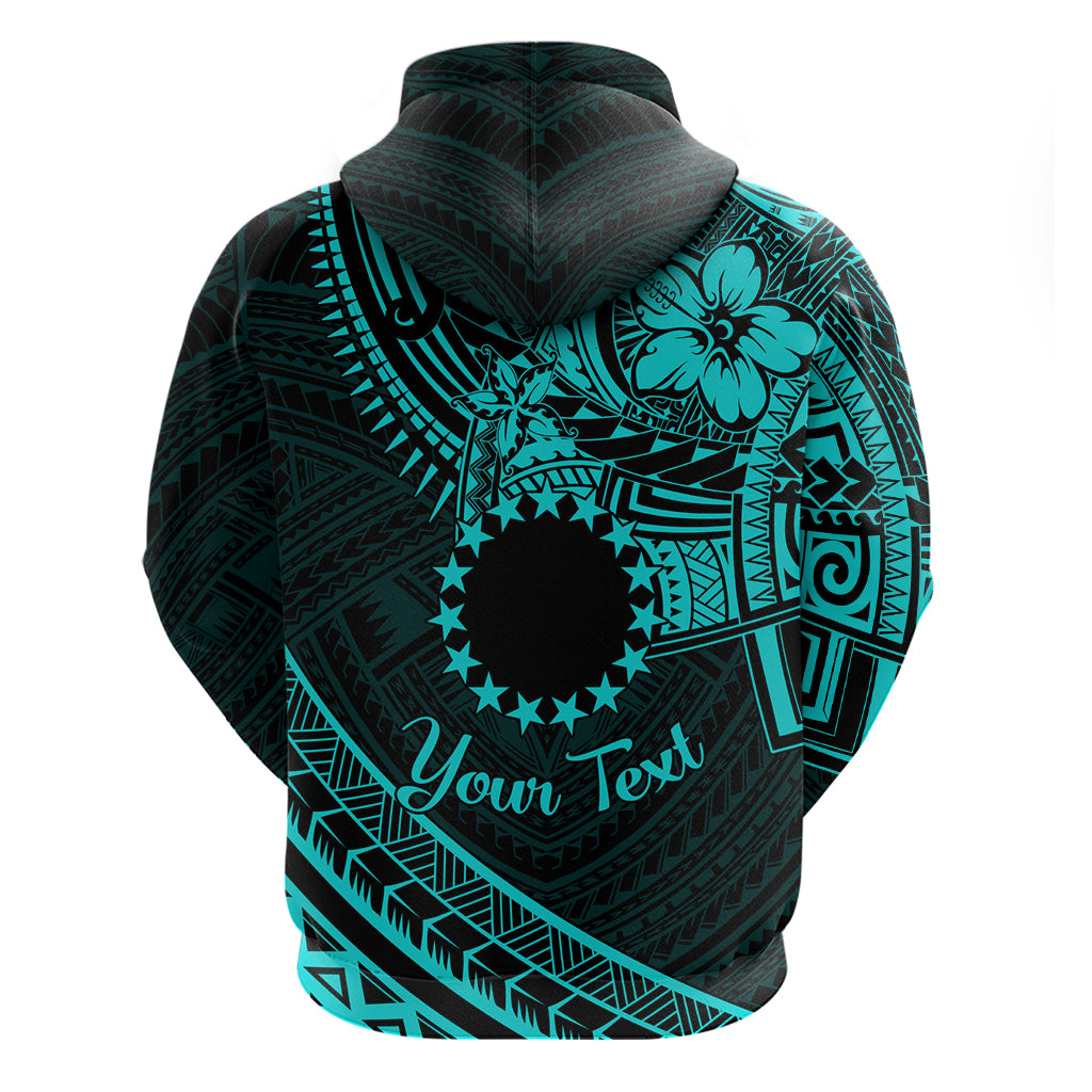 Kia Orana Cook Islands Zip Hoodie Circle Stars With Floral Turquoise Pattern LT01 - Polynesian Pride